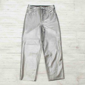 NWT Express Straight Super High Rise Metallic Crop Pants in  Gunmetal size 6